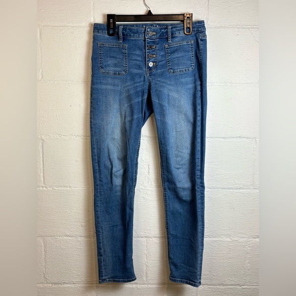 White House Black Market Woman’s Denim Slim Button Fly Casual Blue Jeans Size 6 - Picture 1 of 7